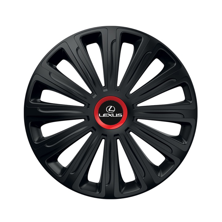 Set 4 capace roti Negre Cu Inel Rosu Trend R14 pentru gama auto Lexus