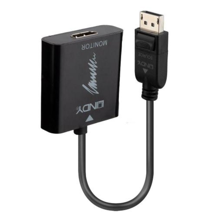 Адаптер Lindy LY-41068, DisplayPort 1.2 към HDMI 2.0 18G Active, черен