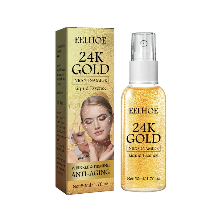 Serum fata cu aur 24k si niacinamide pentru riduri si tonifierea pielii, Eelhoe, 50 ml