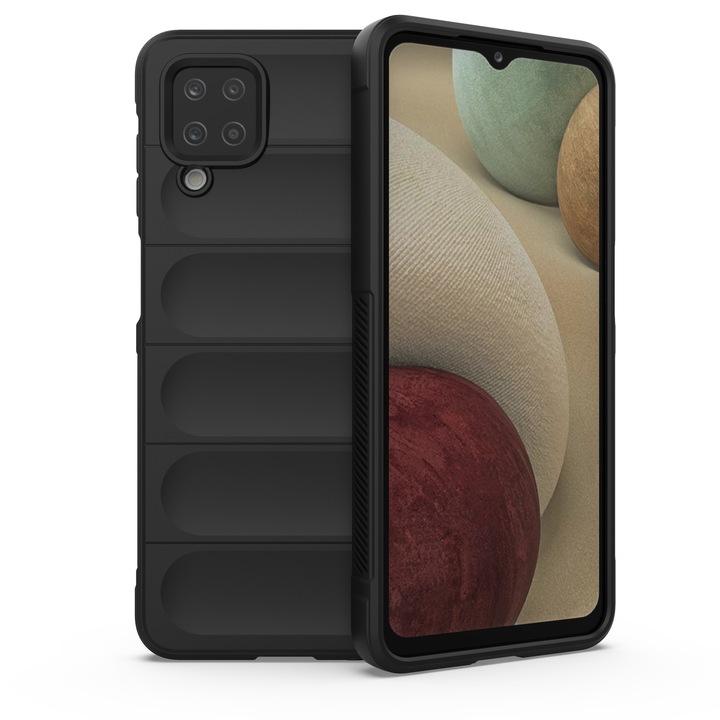 Védőtok Samsung Galaxy A12 Nacho A127 / M12 M127 / A12 A125 készülékhez, Magic Shield, Ütésbiztos, U1073, Deep Dark