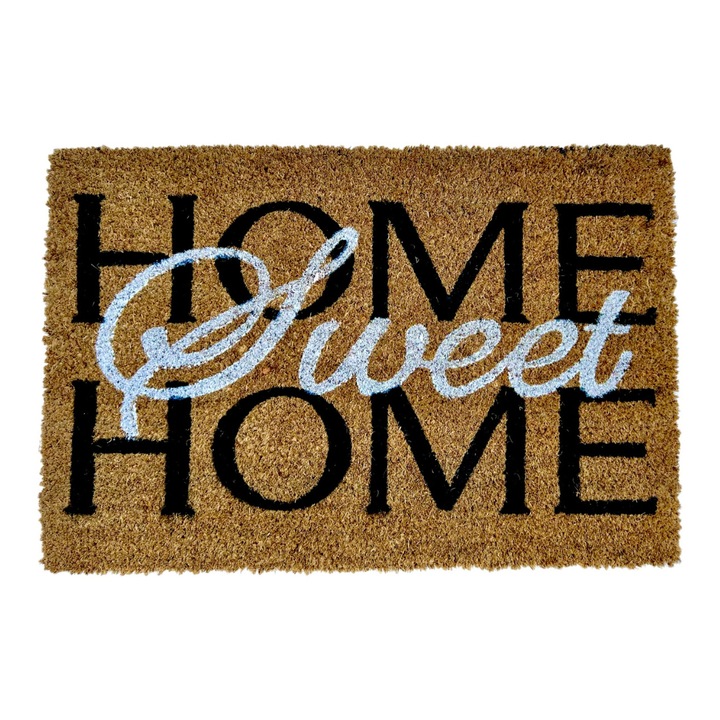 Bejárati szőnyeg, kókuszrost és gumi, Home sweet Home - 60x40 cm