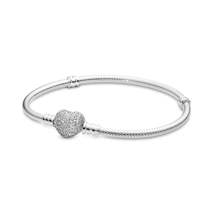 Bratara pentru talismane compatibile Pandora din Argint 925 - Sparkling heart 18 cm