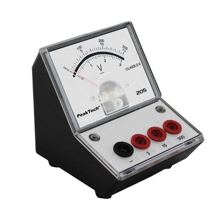 Peaktech analóg voltmérő, P205-07, 3 mérési tartomány, fehér/fekete