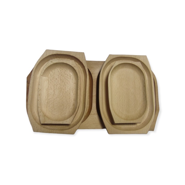 Set platou din lemn pentru 2 persoane, 5 bucati, Artker