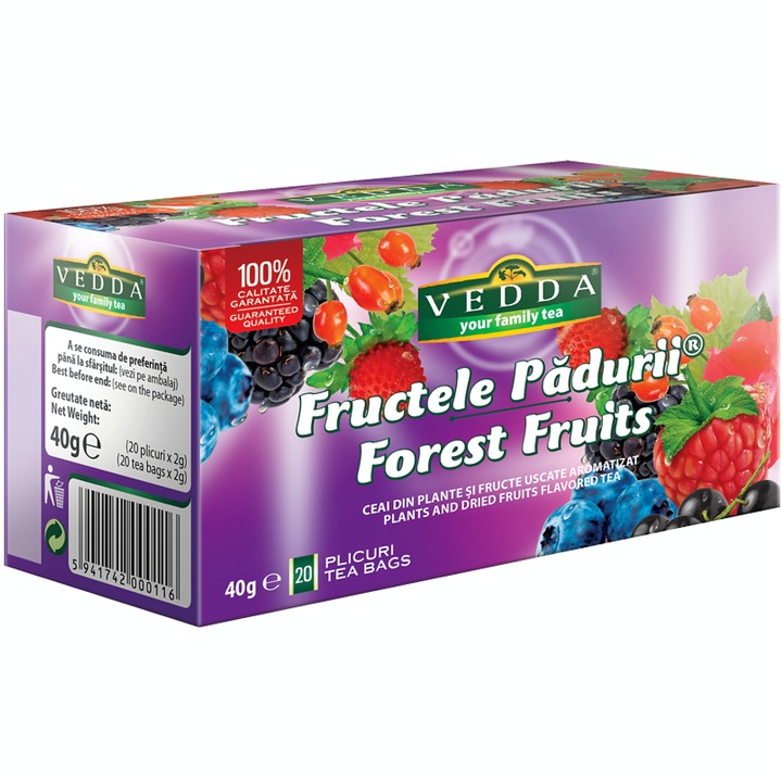 Ceai Fructele Padurii, 20 plicuri, 40gr, Vedda Kalpo