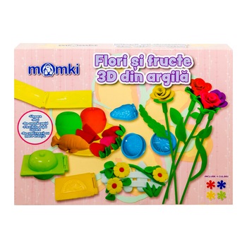 Set Momki, Fructe si flori 3D din argila Set Momki, Fructe si flori 3D din argila