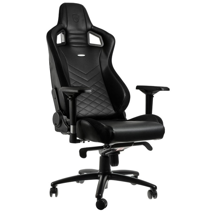 Геймърски стол NobleChairs Epic естествена кожа, черен