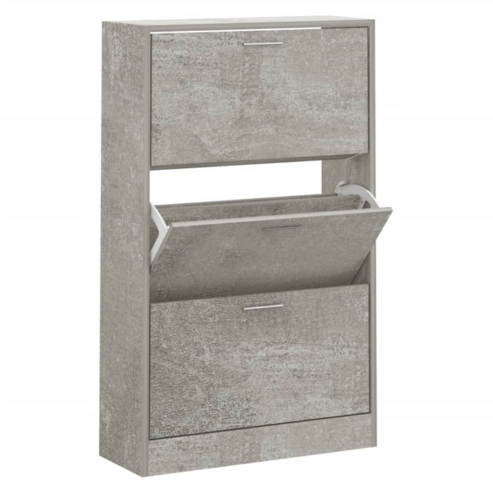 Pantofar vidaXL, gri beton, 63x24x103 cm, lemn compozit