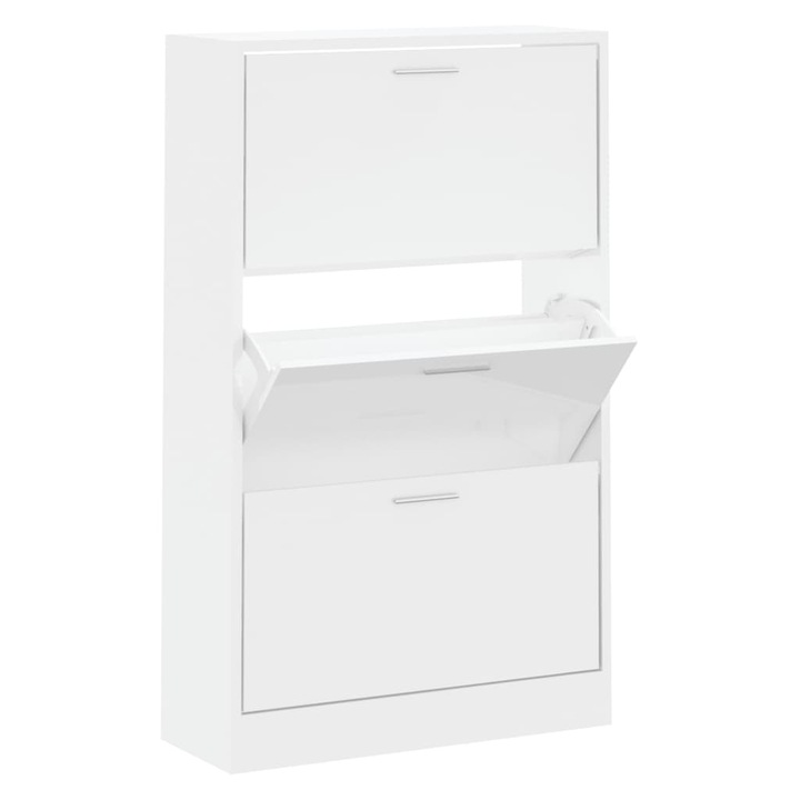 vidaXL magasfényű fehér szerelt fa cipőszekrény 63x24x103 cm 342554