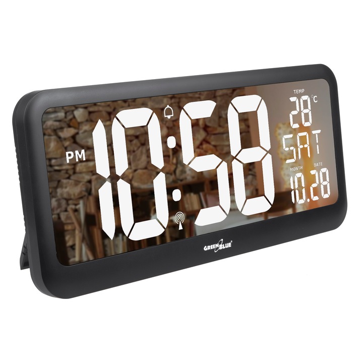 Цифров стенен или самостоятелен часовник, LCD, GB214, с термометър, аларма, дисплей за дата и час