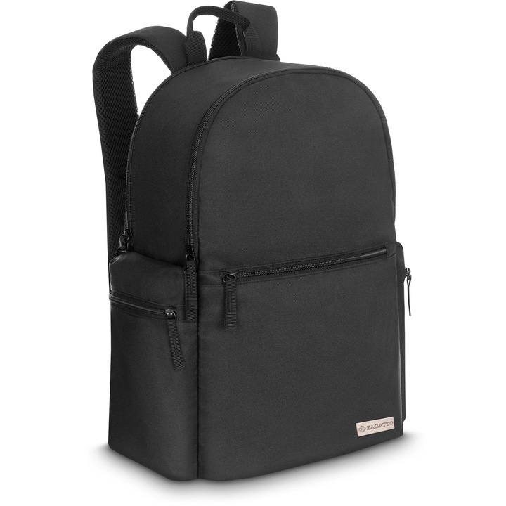 Ghiozdan scoala fete, baieti, Zagatto, Negru, Dimensiuni 42x38x18 cm, Impermeabil / rezistent la uzura, A4, Compartiment laptop, Rucsac scoala adolescenti, Calsele 5-8, Liceu, Universitate, Bretele ajustabile si captusite, Casual, Sport, ZG763