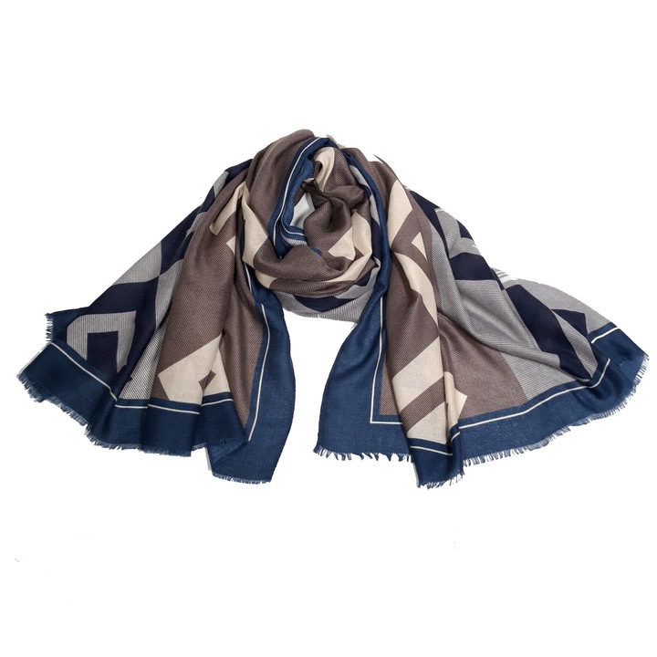 Дамски шал, разнообразна щампа, сив