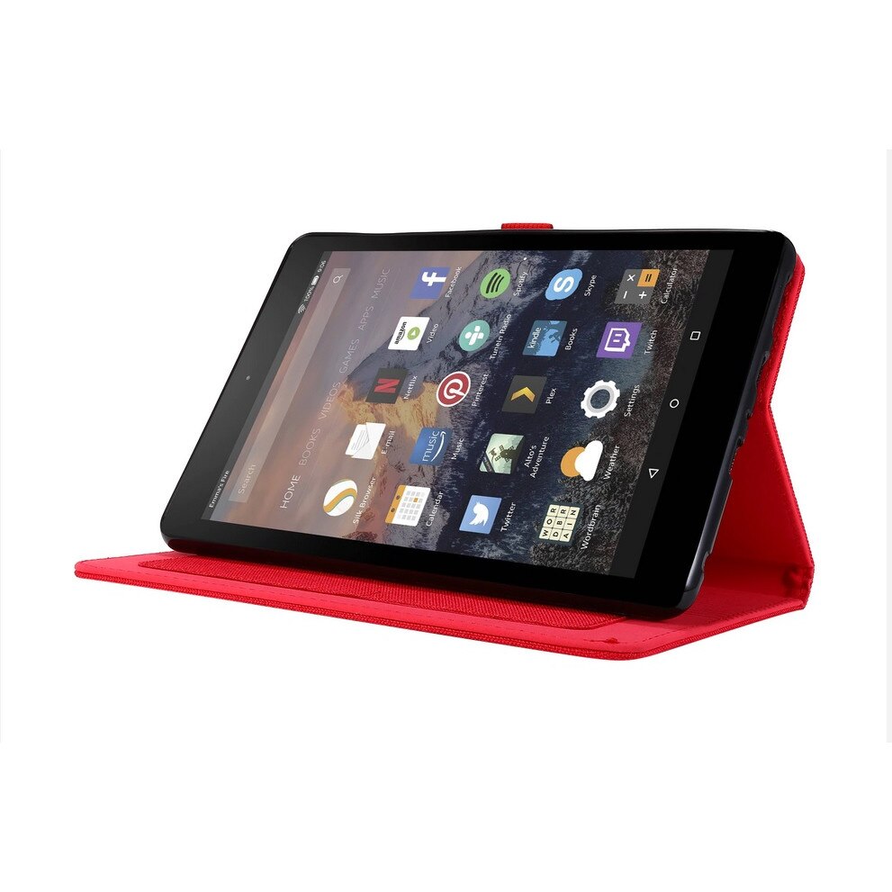 Husa Sigloo, pentru tableta Amazon, Kindle Fire HD 8 sau Fire HD 8 Plus (10th Gen, 2020 Release), full cover, de tip stand, model Red Textile