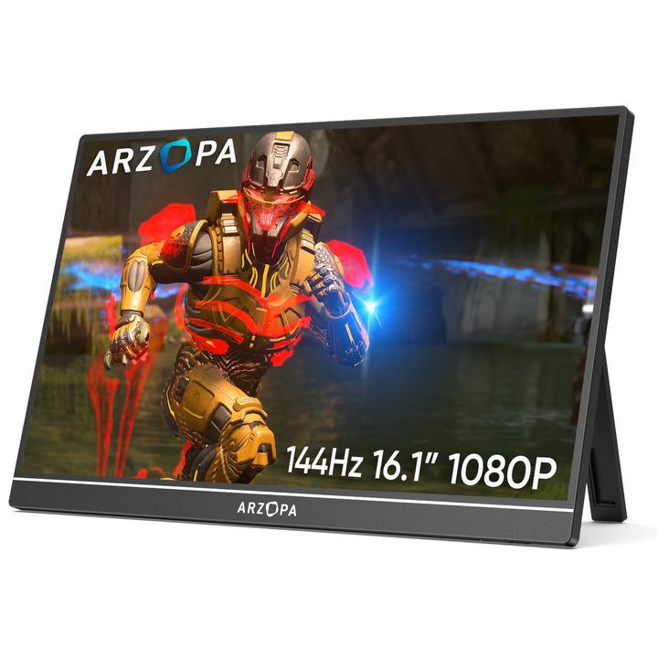 Monitor 144hz Gaming Portabil ARZOPA 16.1'', FHD, HDR USB-C/HDMI, Z1FC