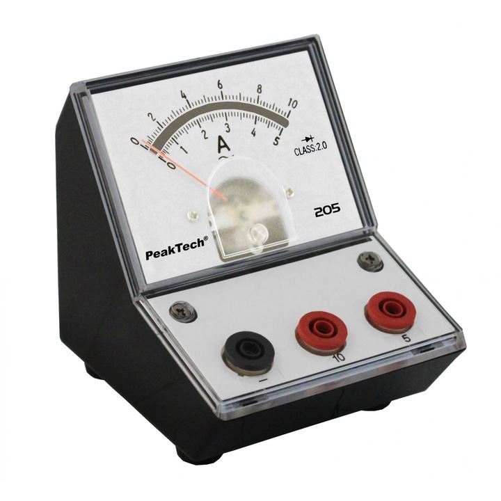 Peaktech analóg ampermérő, P205-10, 2 mérési tartomány, fehér/fekete
