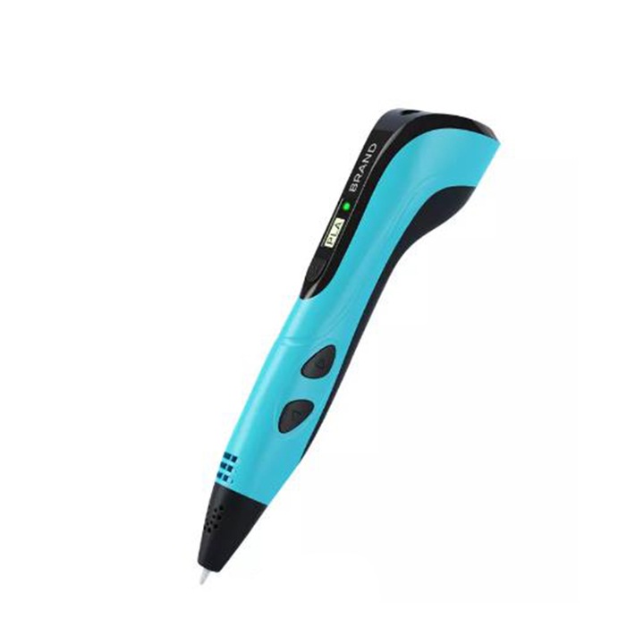 3D ceruzakészlet LED kijelzővel, kék, sokszínű PLA izzószálval és tápkábellel