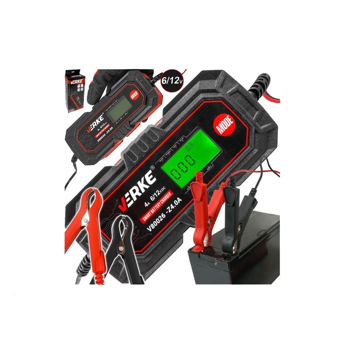 Redresor auto, Verke V80026, cu microprocesor, 6V/12V, Z4.0A