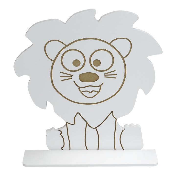 [en.casa] Falipolc dekoratív design - oroszlán Korsør 60 x 55 x 10,8 cm MDF fehér