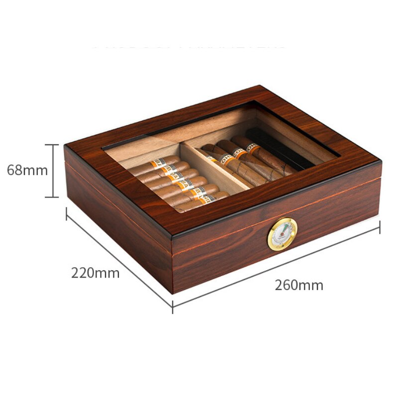 Humidor trabucuri din cedru cu umidificator, higrometru si blat de ...