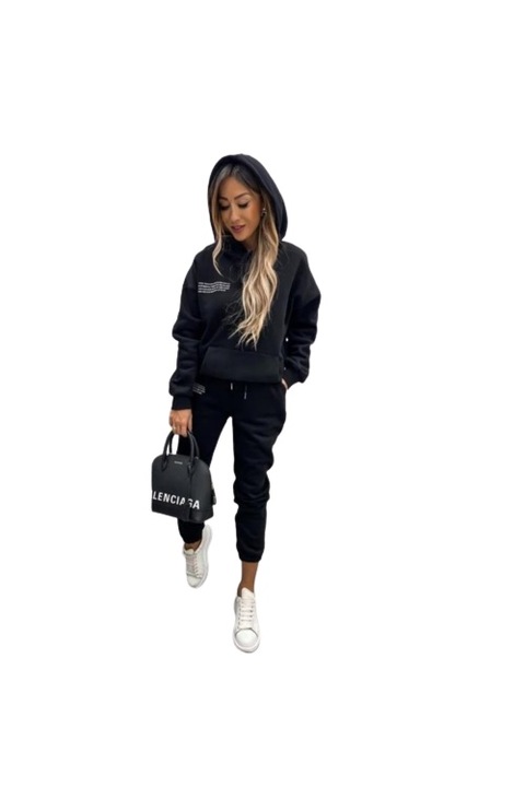 Compleu bumbac vatuit 3 piese, negru