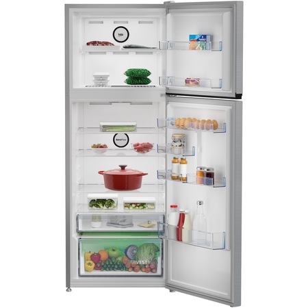 Frigider cu doua usi Beko B3RDNE504HXB, 477 l, No Frost, HarvestFresh, Display, AeroFlow, XXL Bottle holder, Clasa E, H 186,5 cm, Metal Look