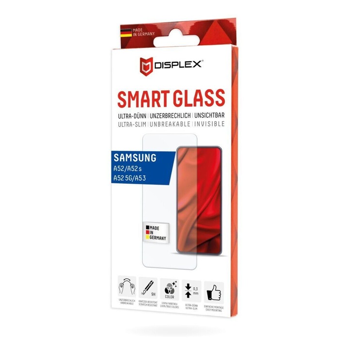 Стъклен протектор за екран Displex Smart Glass (2D), за Galaxy A52/A52s 5G/A53 5G