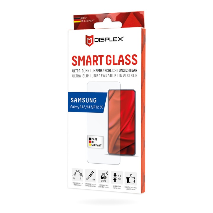 Стъклен протектор за екран Displex Smart Glass (2D), за Galaxy A12/A13/A32 5G