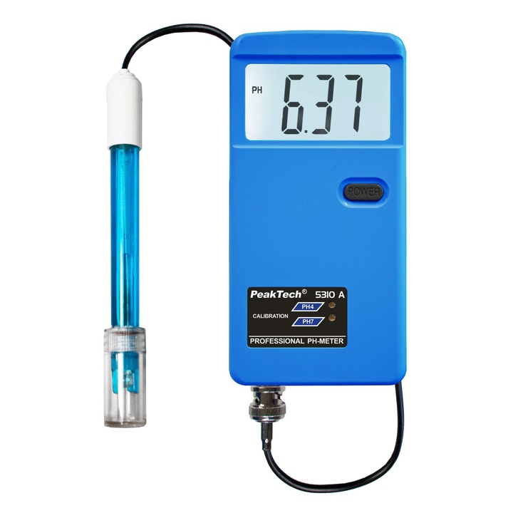 Aparat masurare pH Peaktech, P5310A, Afisaj LCD, Albastru