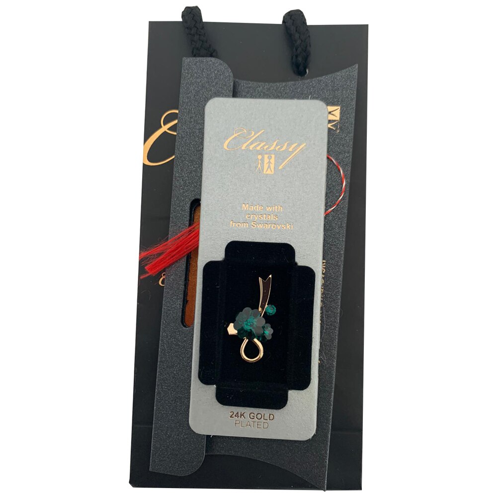 Martisor brosa Bouquet, Cristale si suflat cu aur 24k