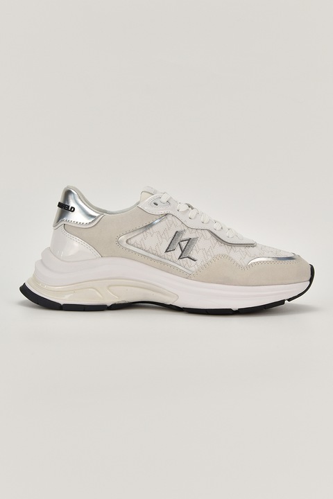 Karl Lagerfeld, Спортни обувки с кожа, Бял, Сребрист, 39