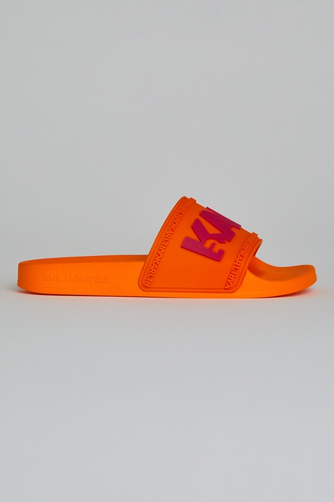 Karl Lagerfeld, Papuci de cauciuc cu logo contrastant supradimensionatt Kondo, Portocaliu, 36