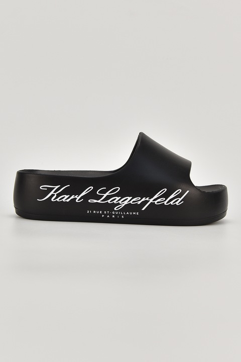 Karl Lagerfeld, Чехли с равна платформа и лого, Черен, 36
