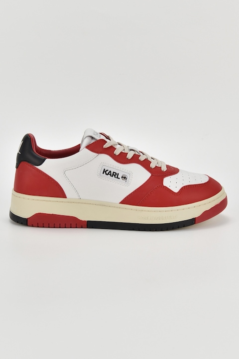 Karl Lagerfeld, Кожени спортни обувки Krew с лого, Червен/Бял