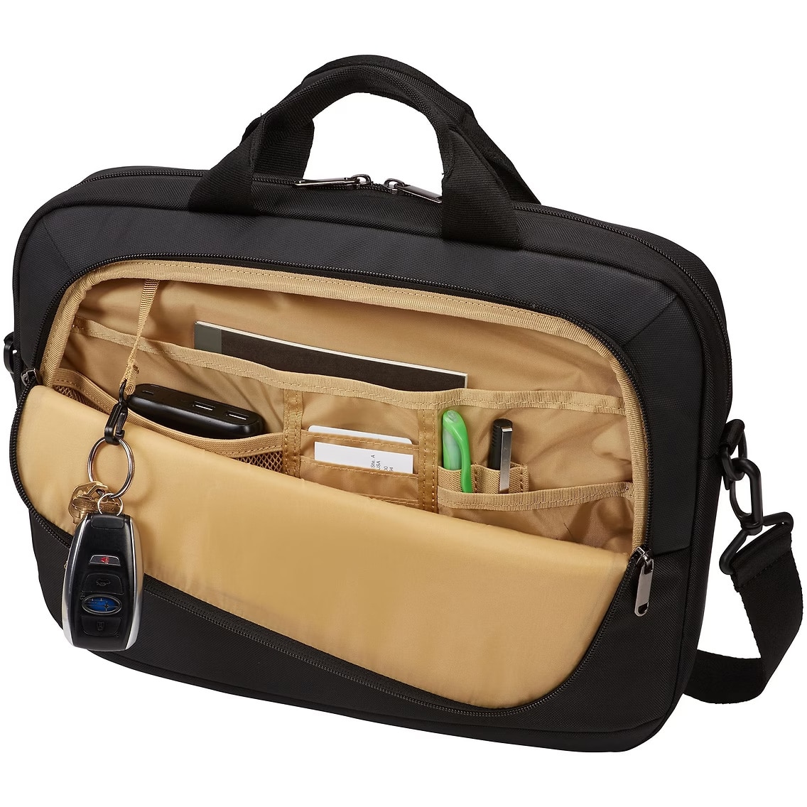 Geanta Case Logic,pentru notebook de max. 14 ", 1 compartiment, buzunar frontal x 2,bretea umar, poliester, negru