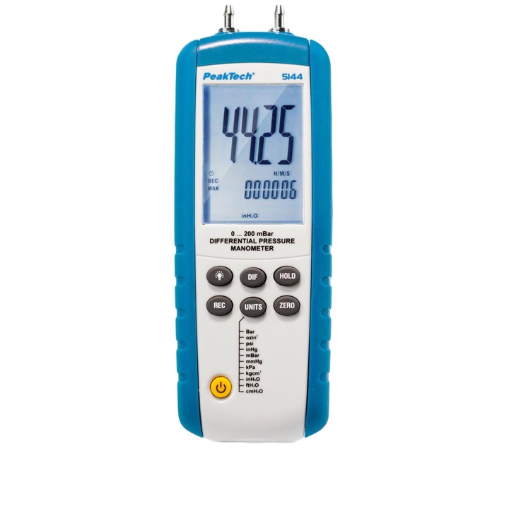 Digitális nyomásmérő, Peaktech, P5144, USB, fehér/kék