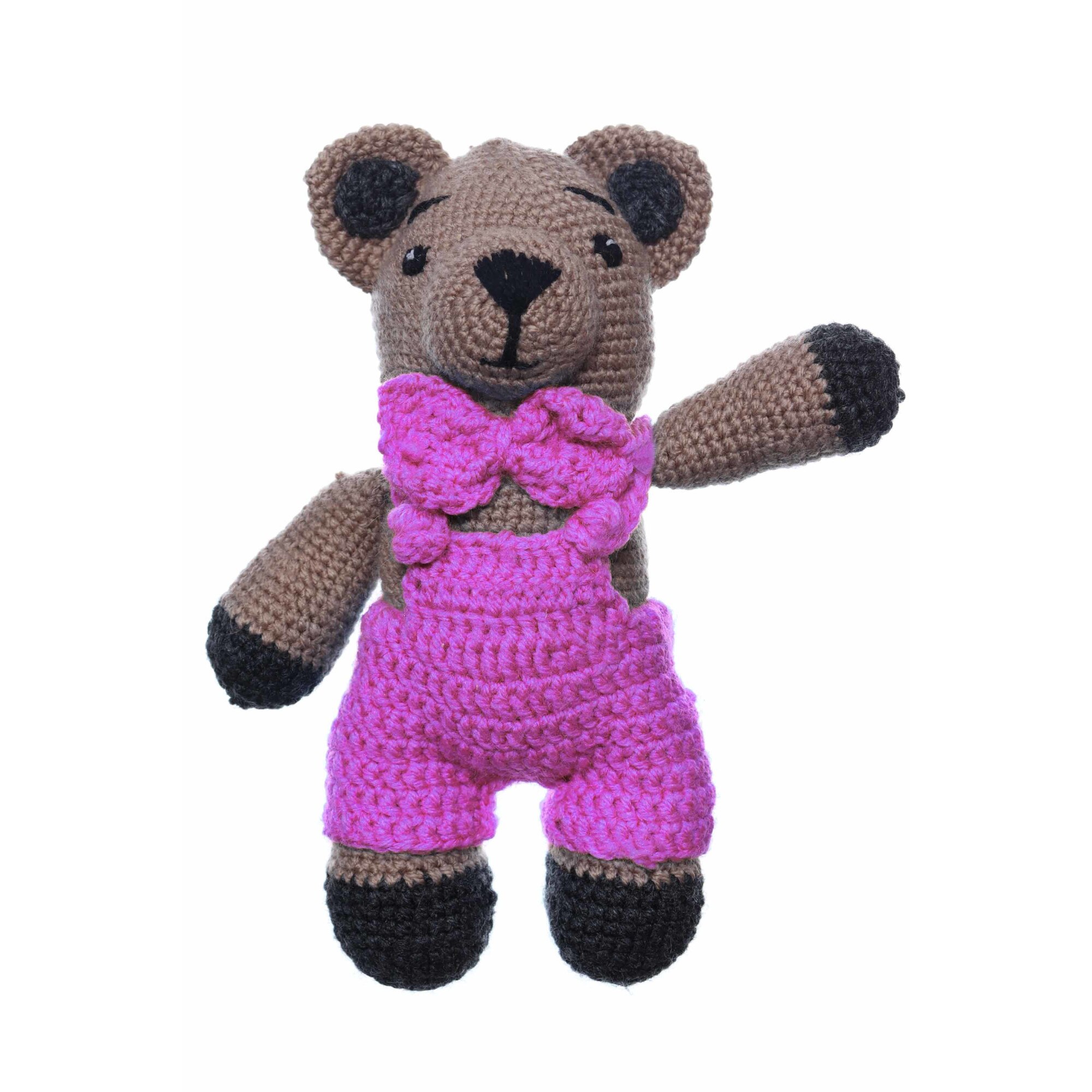 Ursulet de plus crosetat manual, 23x18 cm, roz, Recostore®, REC2151 ...