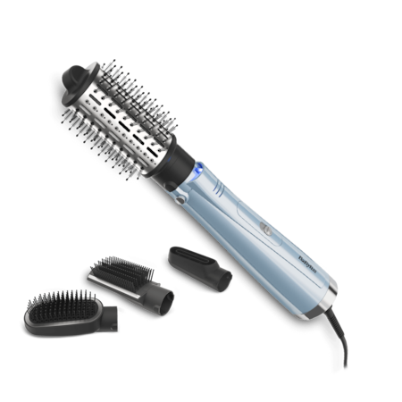 Perie cu aer cald BaByliss Hydro Fusion Big Hair AS774E, 1000W, Tehnologie cu Plasma, 3 trepte de temparatura, 4 accesorii, Blue