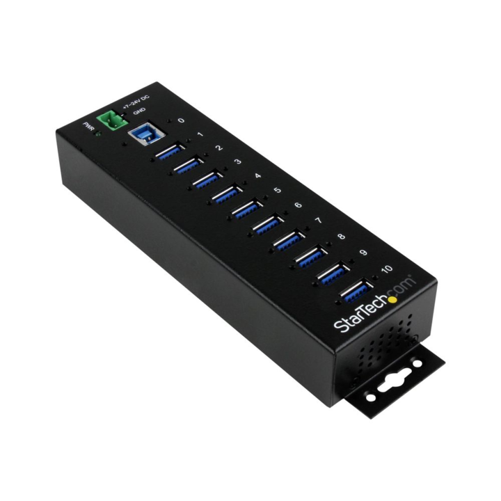 Хъб, StarTech, USB 3.0, 10 порта, черен