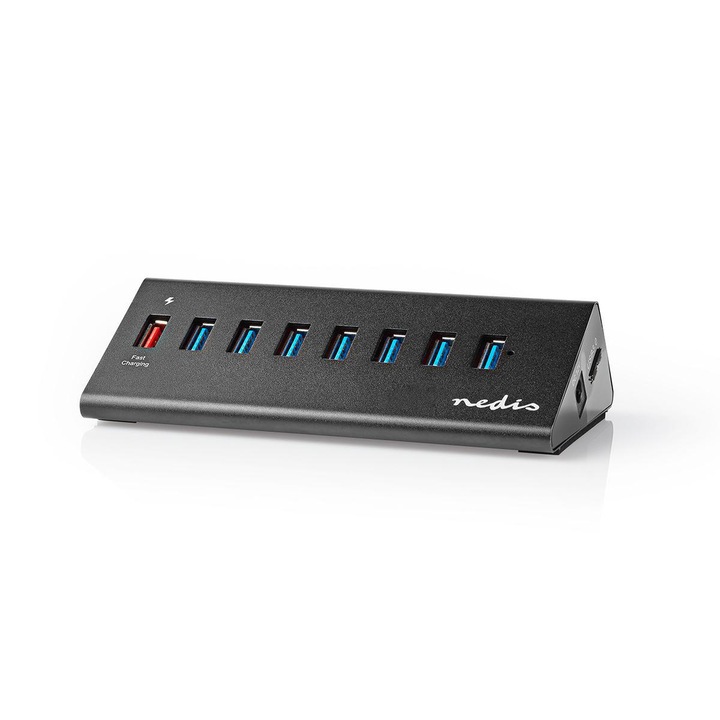 Hub, Nedis , 8 porturi, USB 3.0, Negru