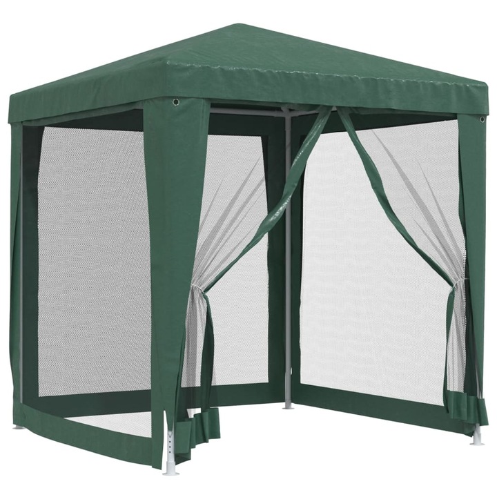 Cort de petrecere cu 4 pereti din plasa vidaXL, verde, 2x2 m, HDPE