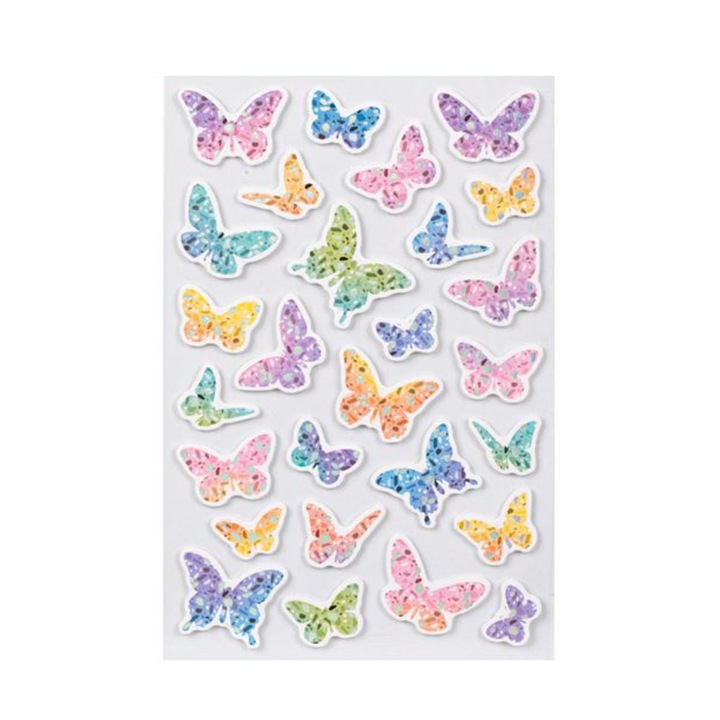 Комплект стикери за стена, 27 3D пеперуди, многоцветни, JMB-BBL7063