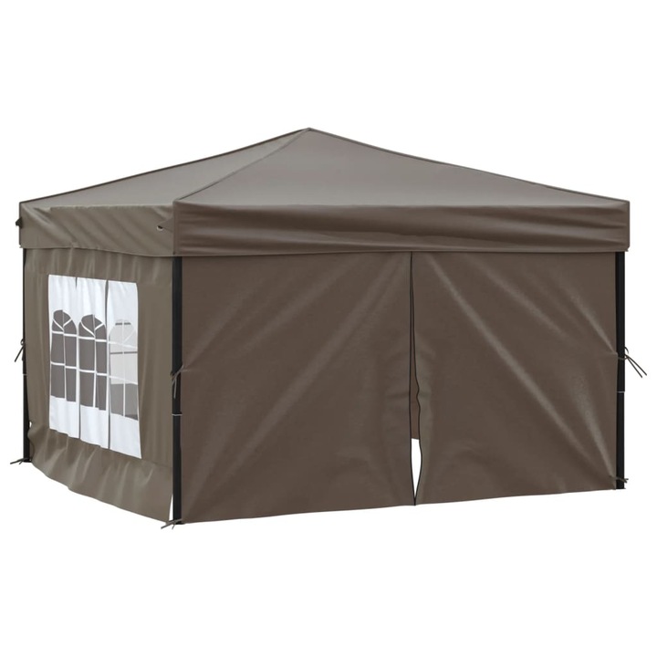 Cort pliabil pentru petrecere vidaXL, pereti laterali, taupe, 3x3 m, 11.2 kg