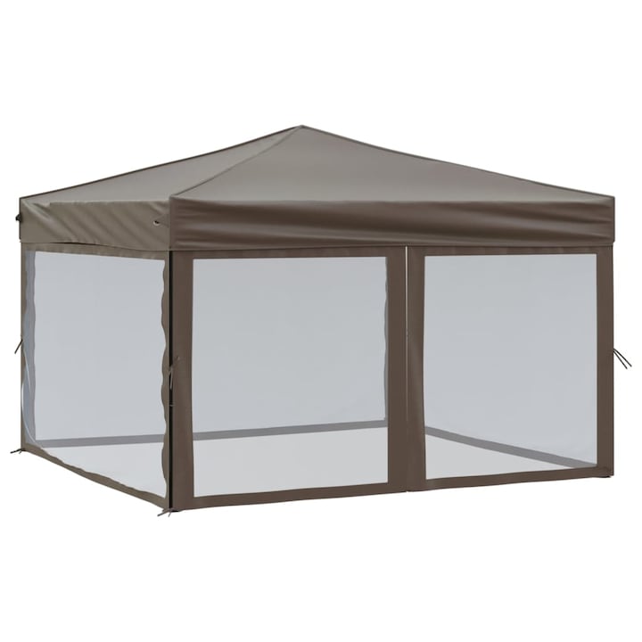 Cort pliabil pentru petrecere vidaXL, pereti laterali, taupe, 3x3 m, 11.25 kg