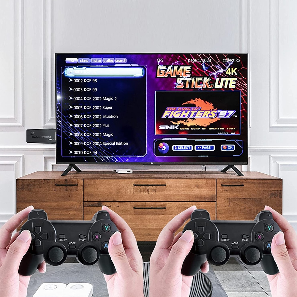 Consola Retro Zenino Tip Stick - 10.000 de Jocuri Video, Compatibila cu 9 Emulatoare, 2xControler Wireless, 4K, USB 2.4 GHz, 32GB, Negru