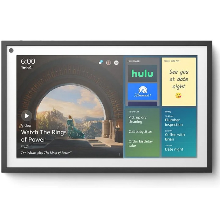 Smart display Amazon Echo Show 15, Control voce Alexa, Fire TV, 15.6" Full HD, Wi-Fi, Bluetooth, Negru