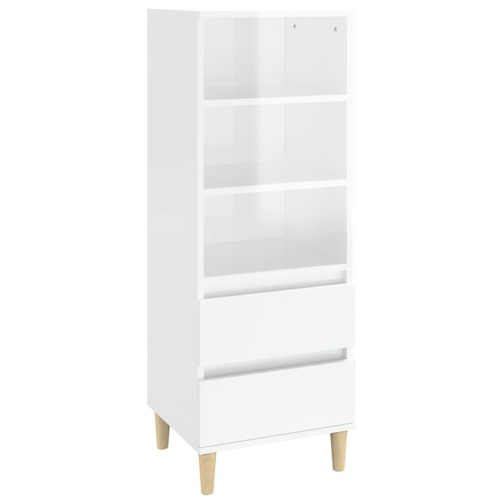 Dulap inalt vidaXL, alb e x tralucios, 40 x 36 x 110 cm, lemn compozit, 821238
