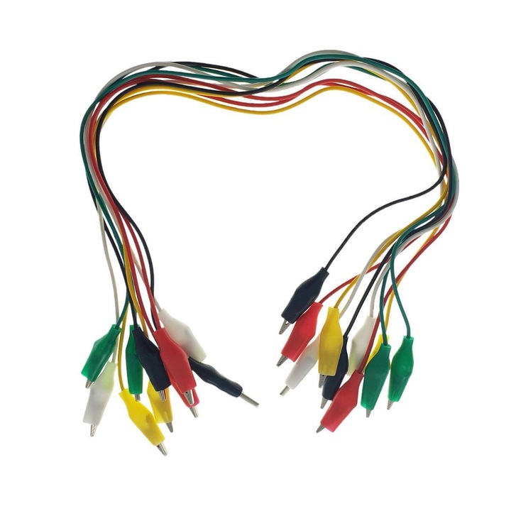 Cabluri cu cleme de testare electrice,5 culori, lungime 48cm, set 10 bucati, TCL-BBL7058