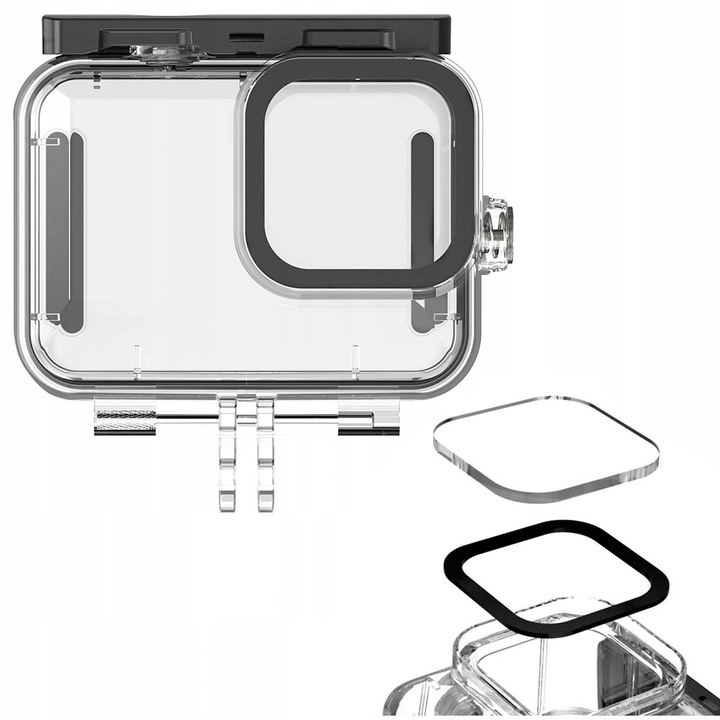 Водоустойчив защитен калъф Telesin, За спортна видео камера GoPro Hero9/10/11, Черен, Прозрачен