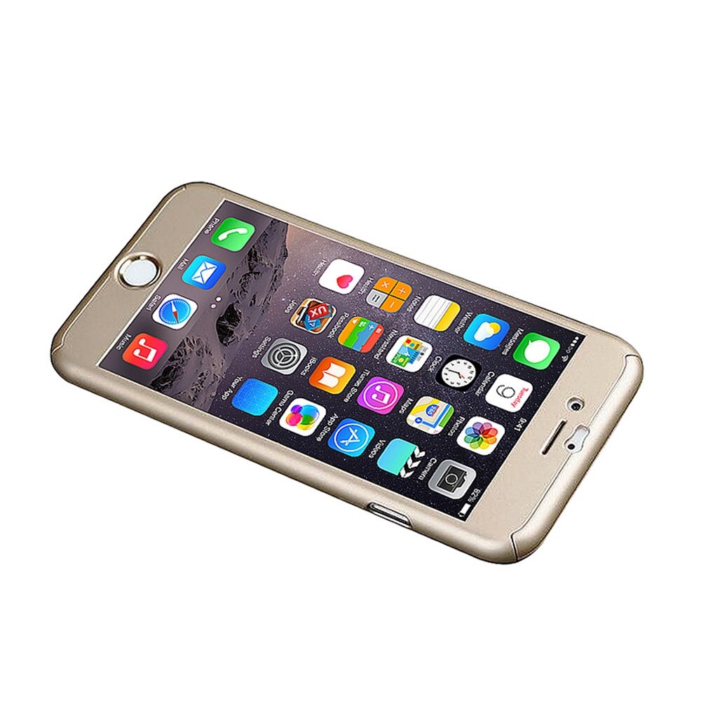 Husa de protectie cu acoperire completa 360 grade + folie protectie sticla pentru iPhone 7, protectie spate, capac de protectie, bumper, auriu, MKC-24228
