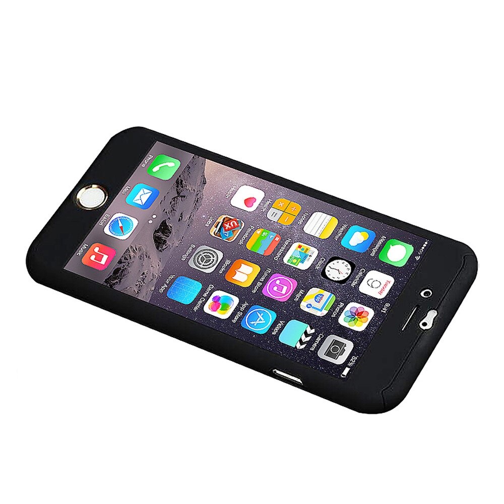 Husa de protectie cu acoperire completa 360 grade + folie protectie sticla pentru iPhone 7, protectie spate, capac de protectie, bumper, greutate 50gr, negru, MKC-24232